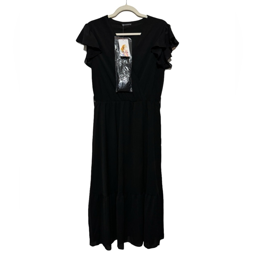 Pretty Garden Chic NWT Black Long Modest‎ Midi Dress Women’s Size Medium